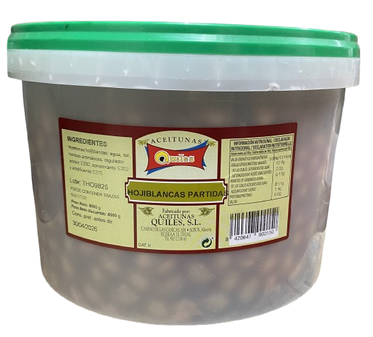 ACEITUNAS VERDES PARTIDAS CUBO 9 KG QUIL