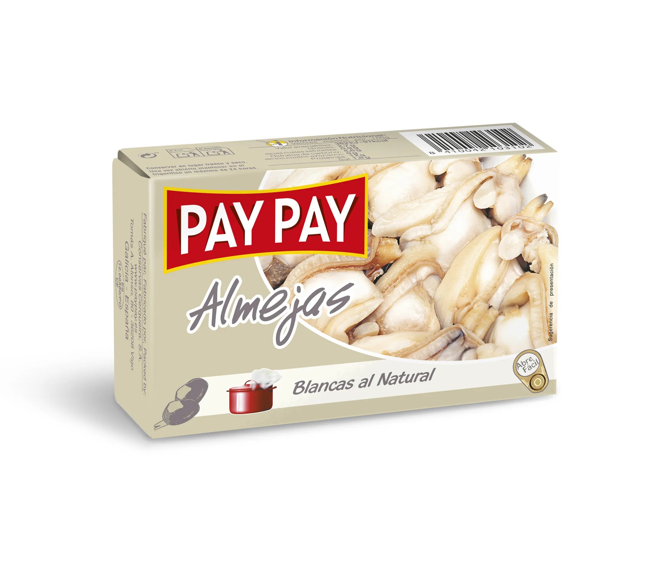 ALMEJAS AL NATURAL LATA 111 G P.E. 63 G PAY PAY