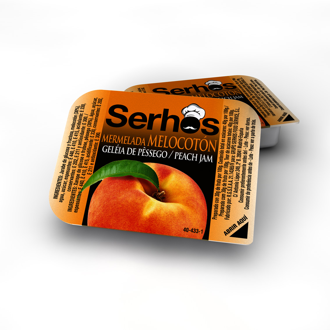 MERMELADA MELOCOTON (288U) 20 GR SERHOS