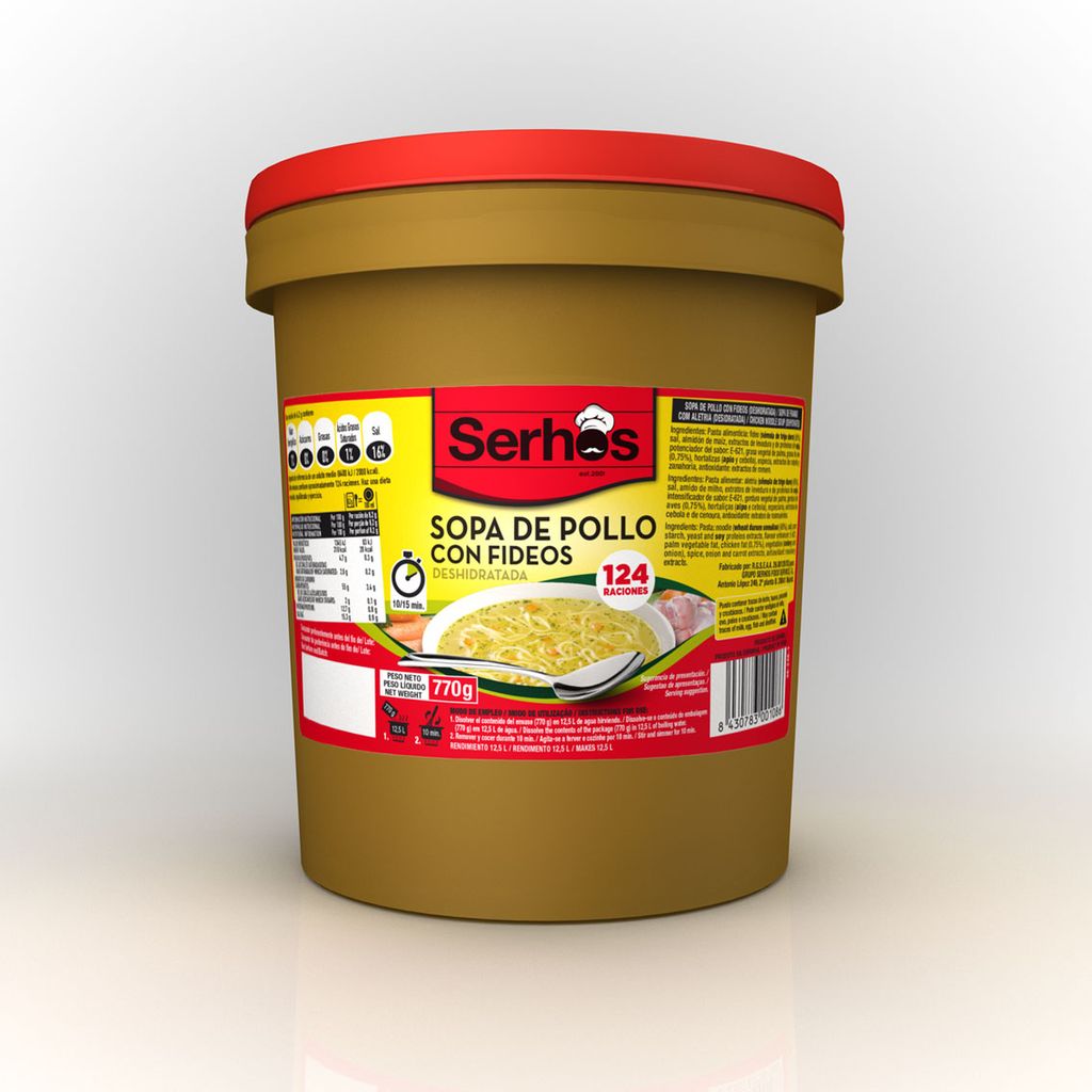 SOPA POLLO Y FIDEOS 770 GR (12,5L) SERHO