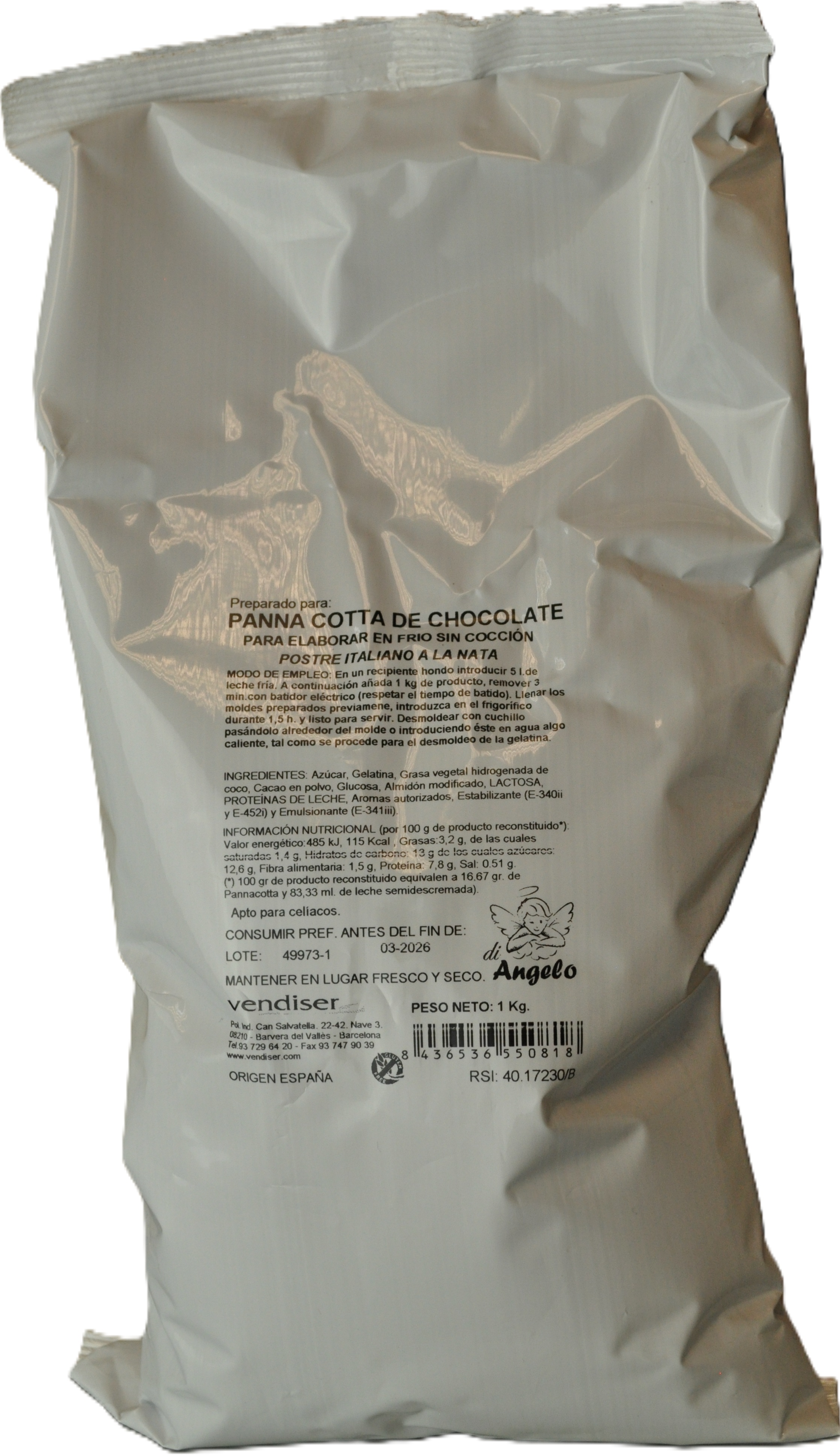 PANACOTA CHOCOLATE + LECHE 1KG DI ANGELO
