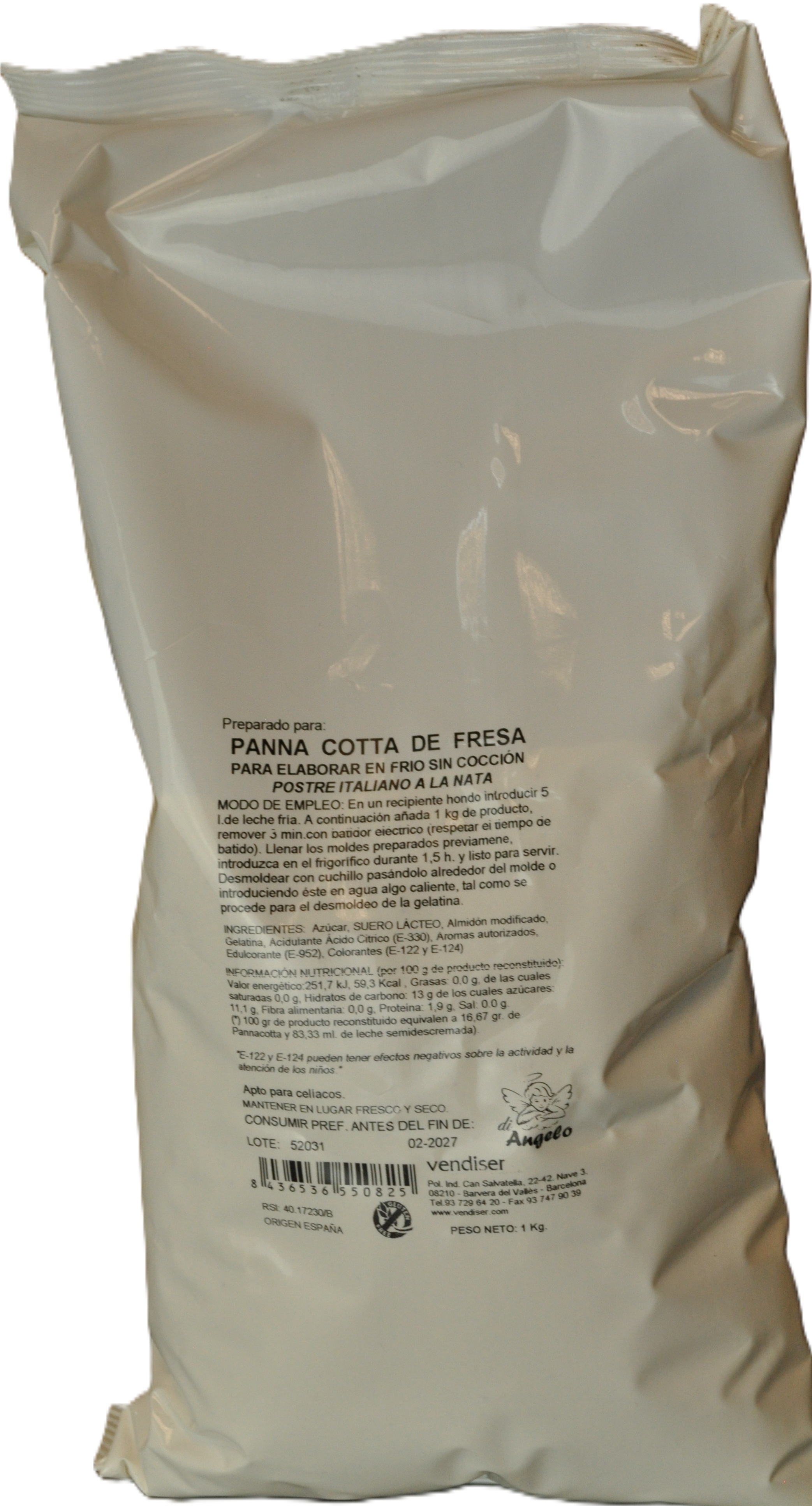 PANACOTA FRESA + LECHE 1KG DI ANGELO