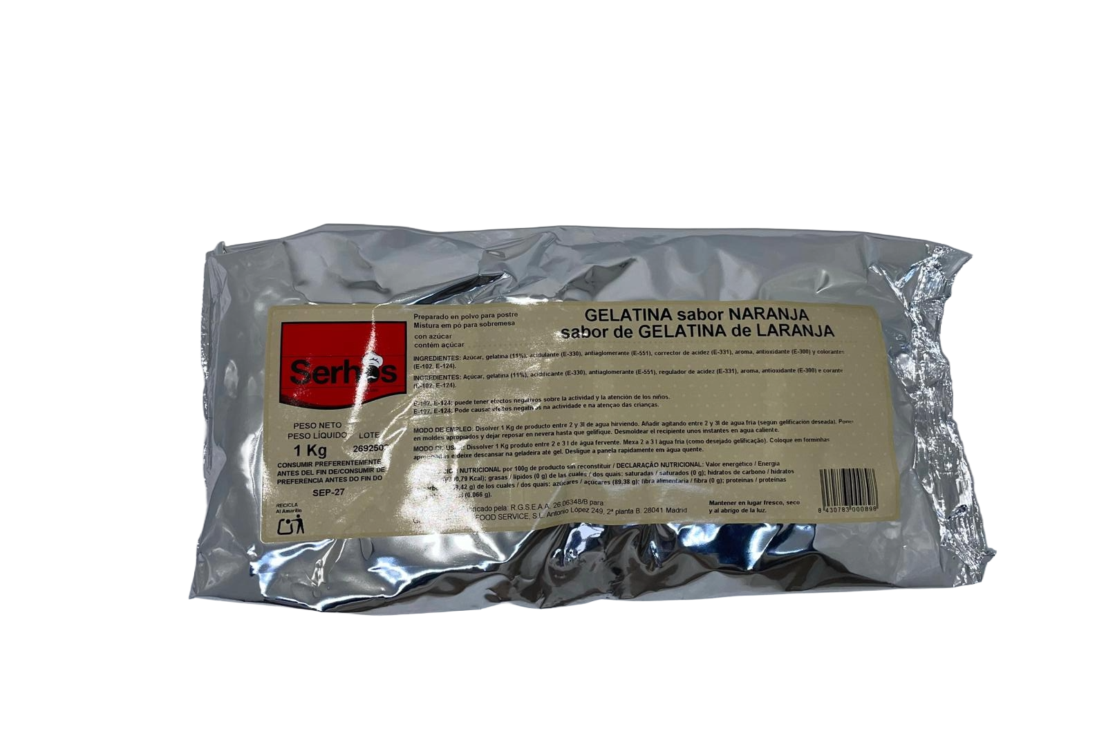 GELATINA NARANJA BOLSA 1 KG SERHOS
