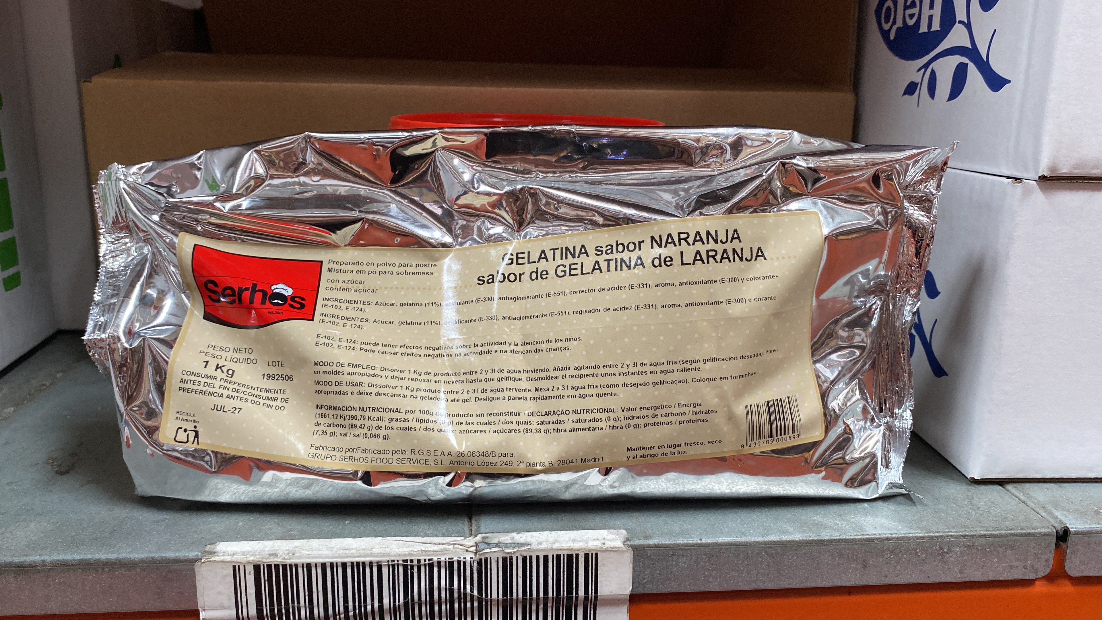GELATINA NARANJA 1 KG SERHOS