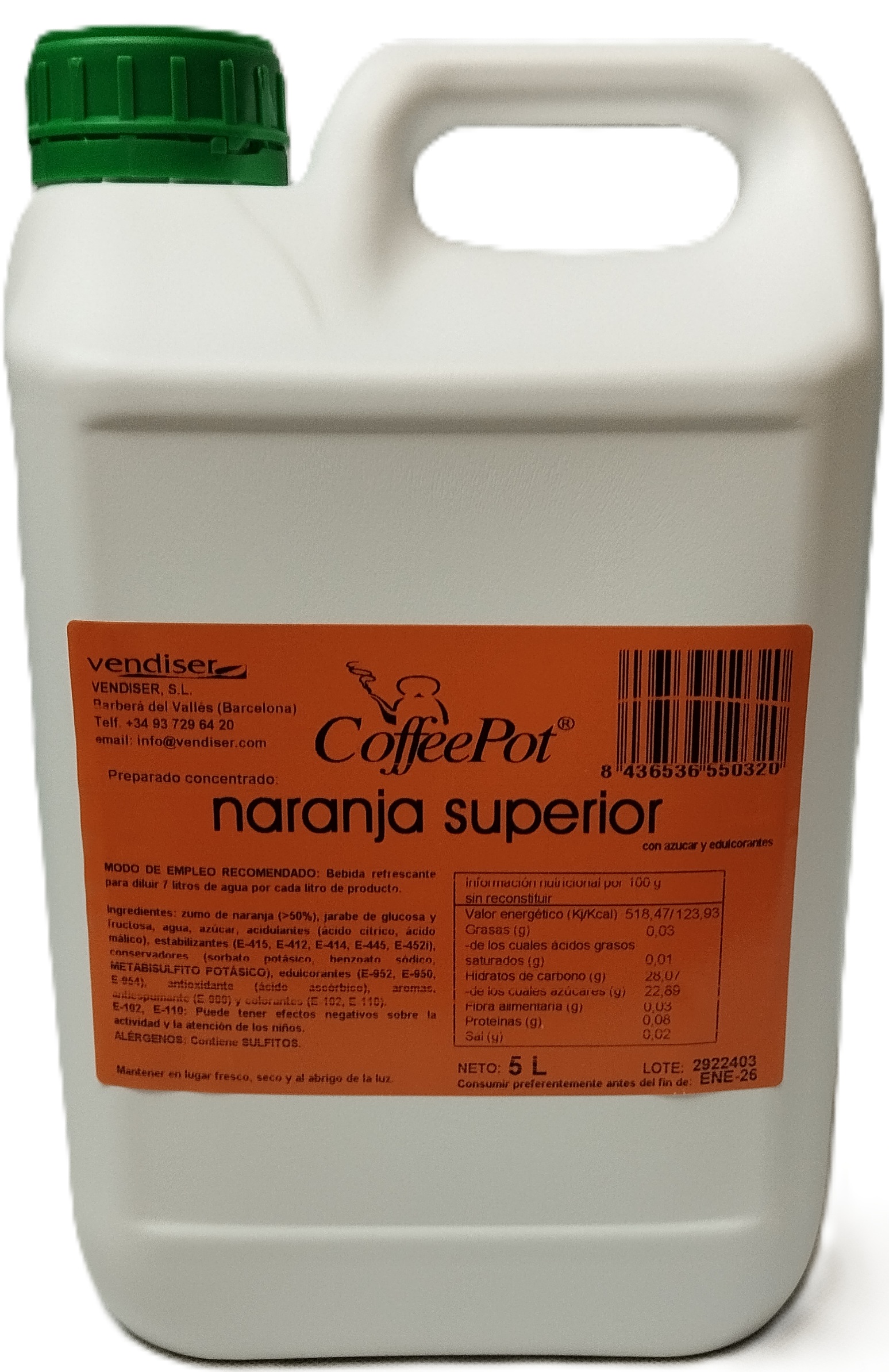 ZUMO CONC. SUPERIOR NARANJA  5 L.