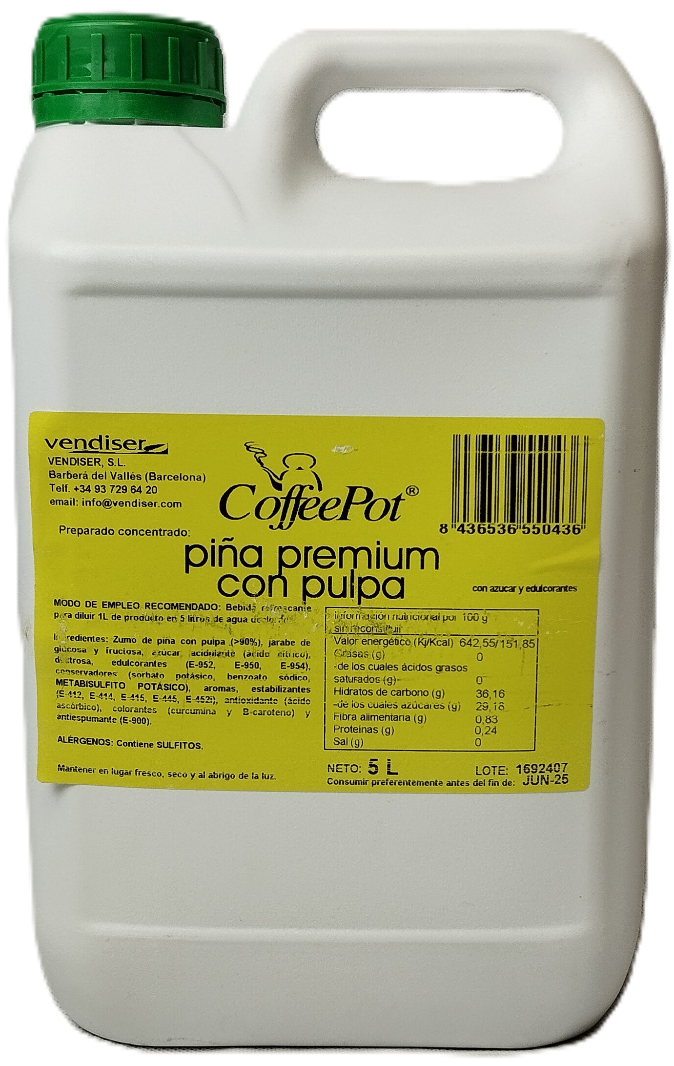 ZUMO CONC.PREMIUM PIÑA PULPA 5 L.COFFEPO