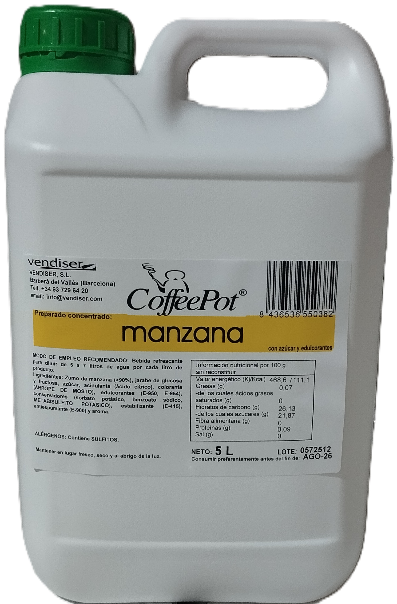 ZUMO CONC. MANZANA 5 L. COFFEPOT