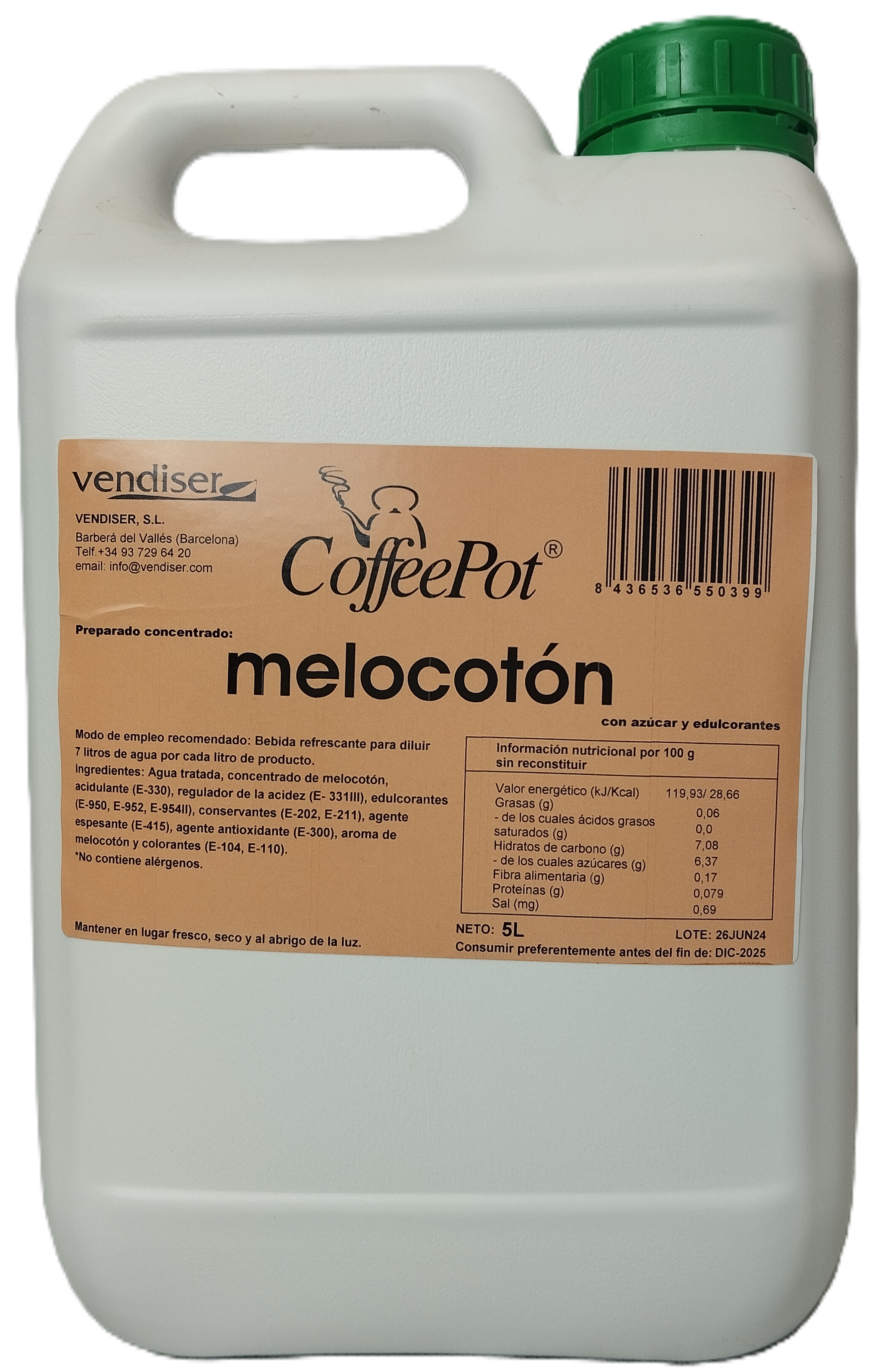 ZUMO CONC. MELOCOTON 5 L. COFFEPOT