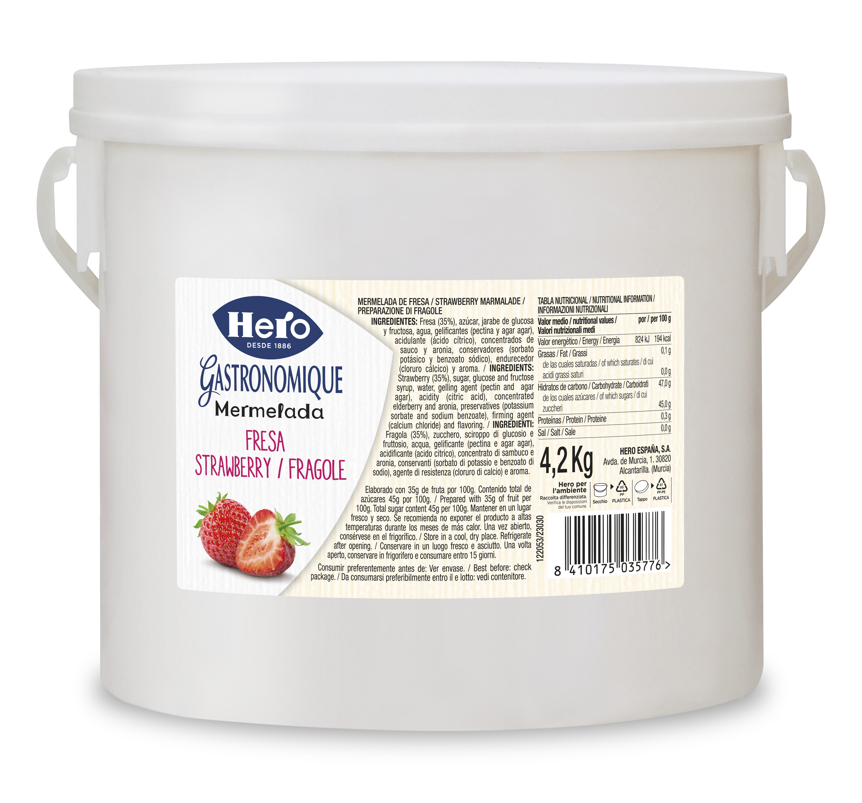 MERMELADA FRESA CUBO 4,20 KG HERO