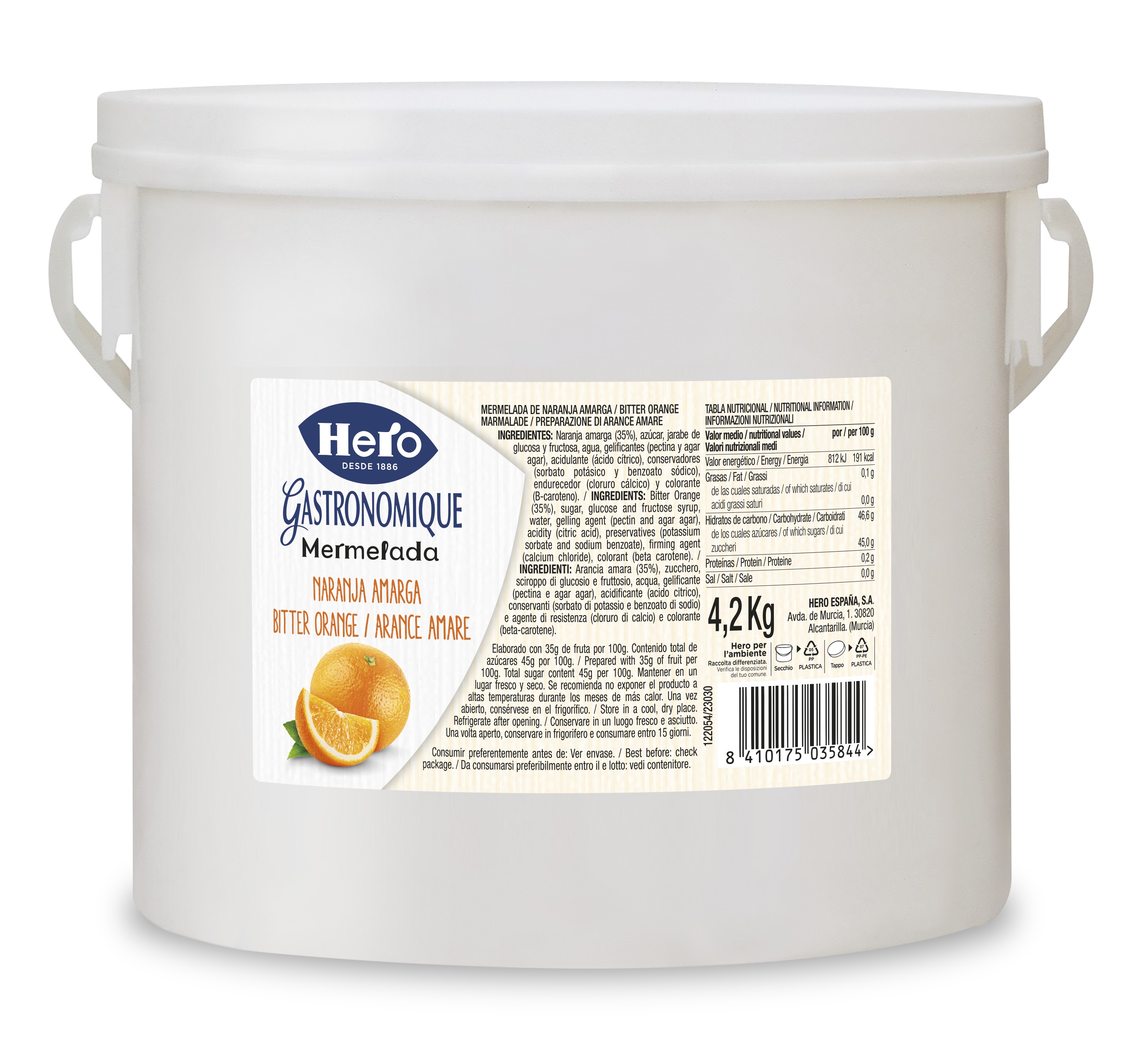 MERMELADA NARANJA CUBO 4,20 KG HERO