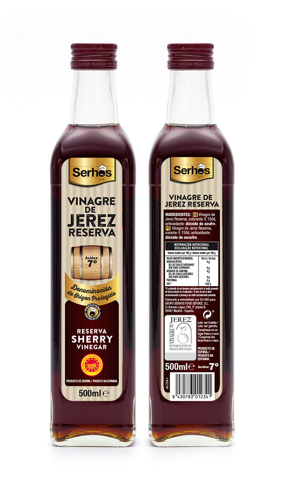 VINAGRE DE JEREZ 500 ML CRISTAL. SERHOS