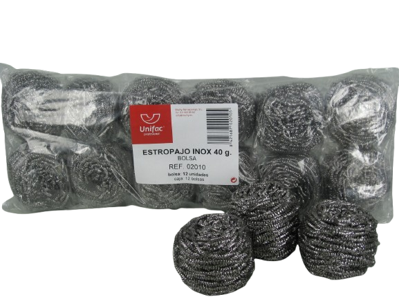 ESTROPAJO INOX 40 GR (PAQ 12 UNID)