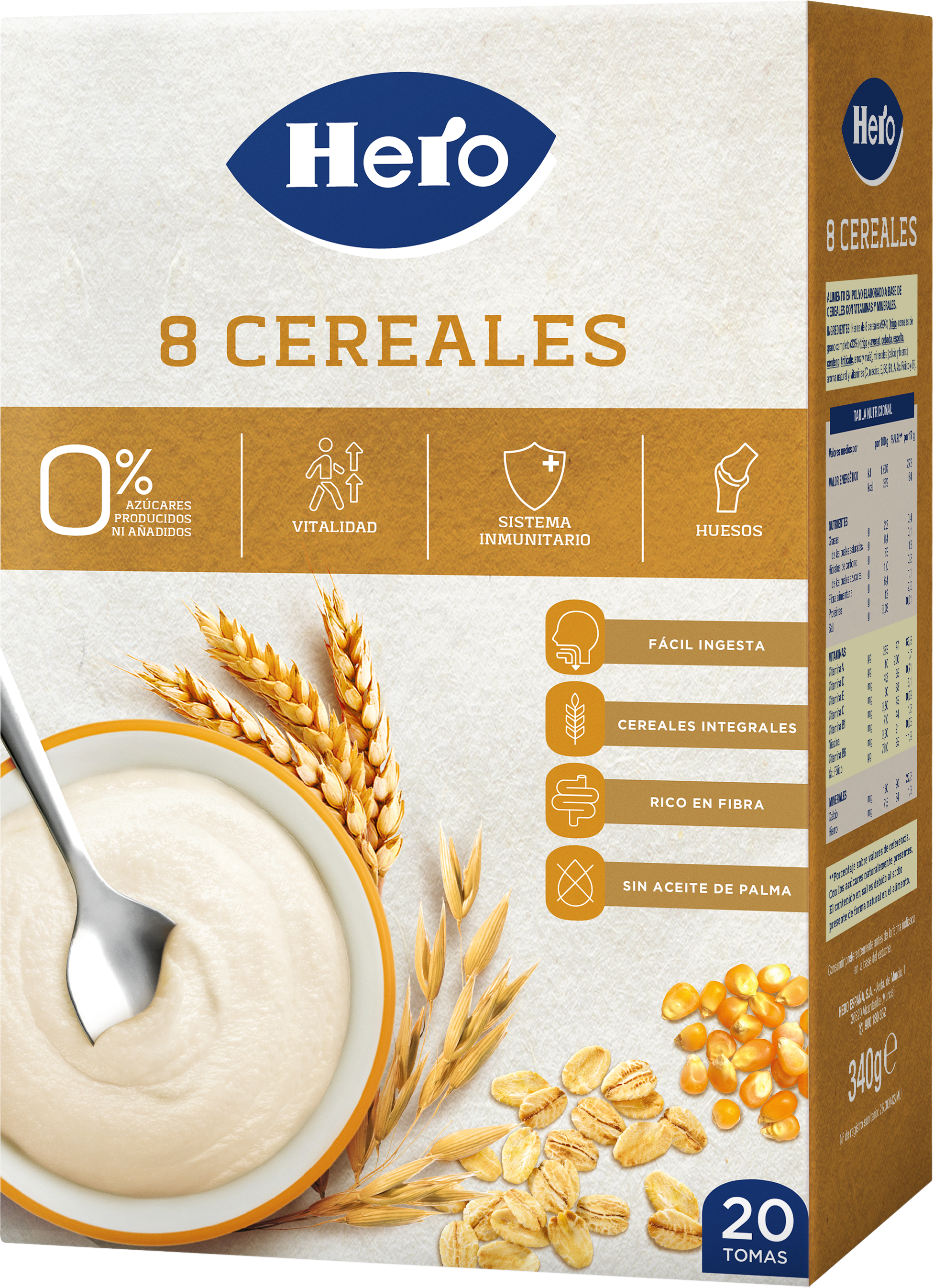 PAPILLA ADULTOS 8 CEREALES (6U X 340GR) HERO