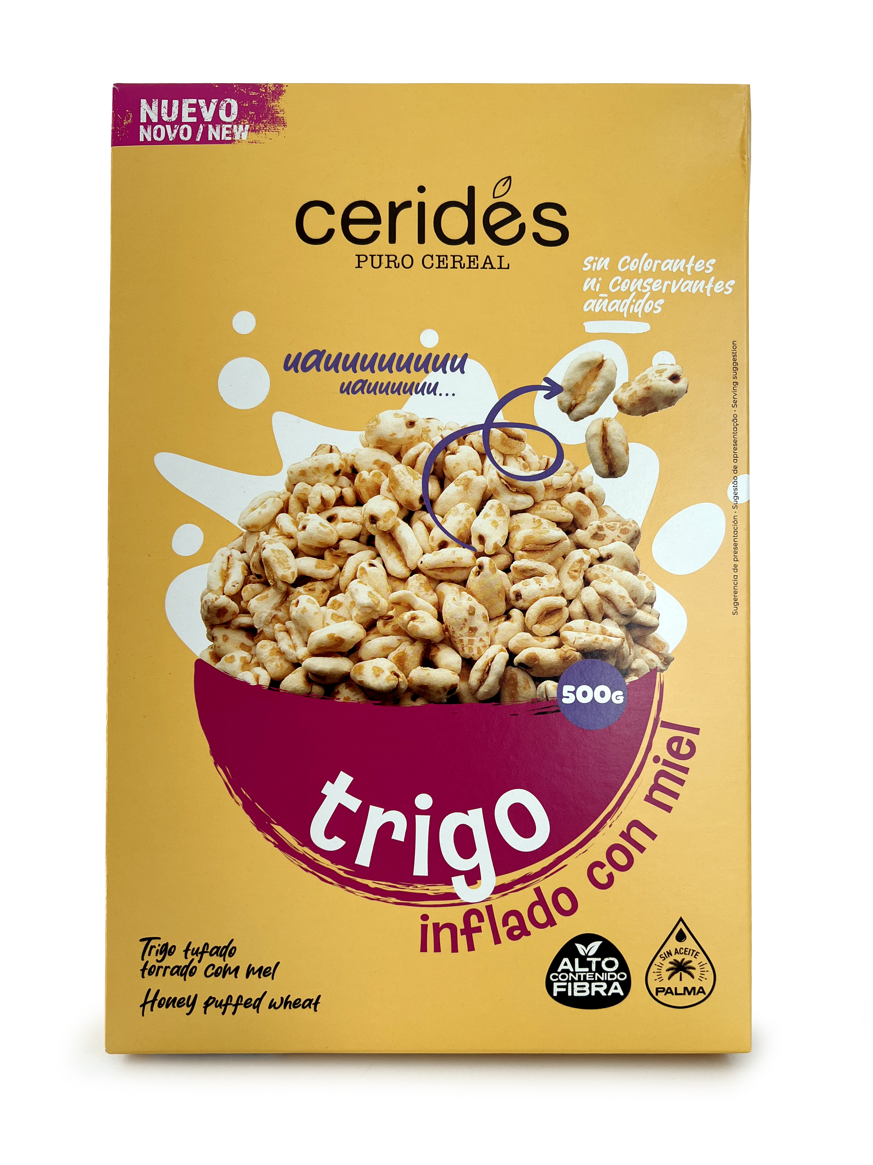 CEREALES TRIGO INFLADO MIEL 500GR CERIDES