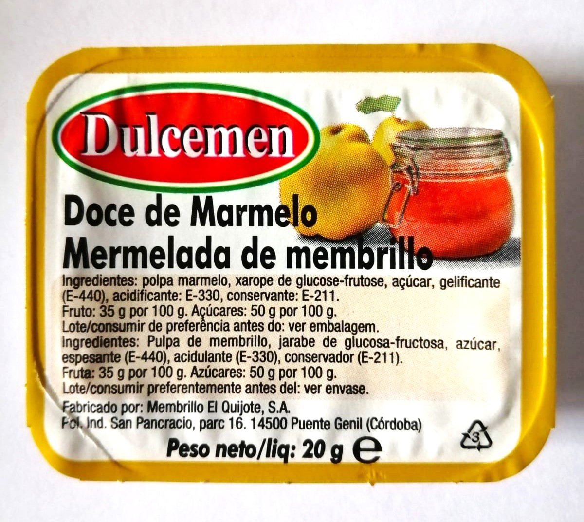 MEMBRILLO PORC 320U X 20GR DULCEMEN