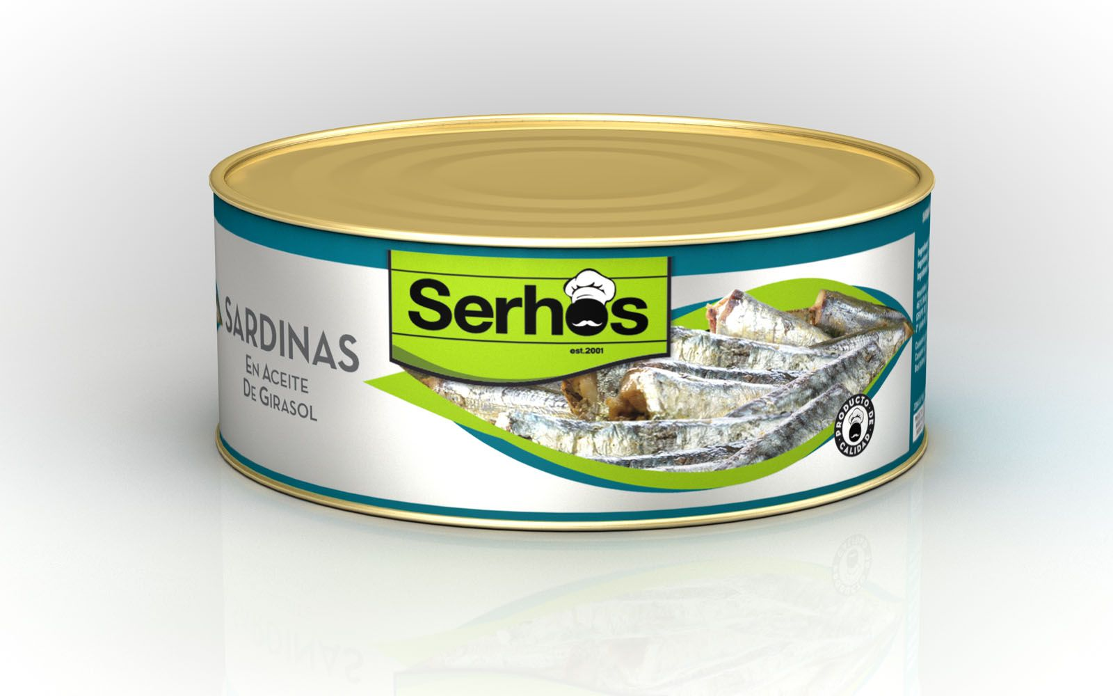 SARDINAS EN ACEITE LATA 1 KG P.E. 0,65 KG SERHOS