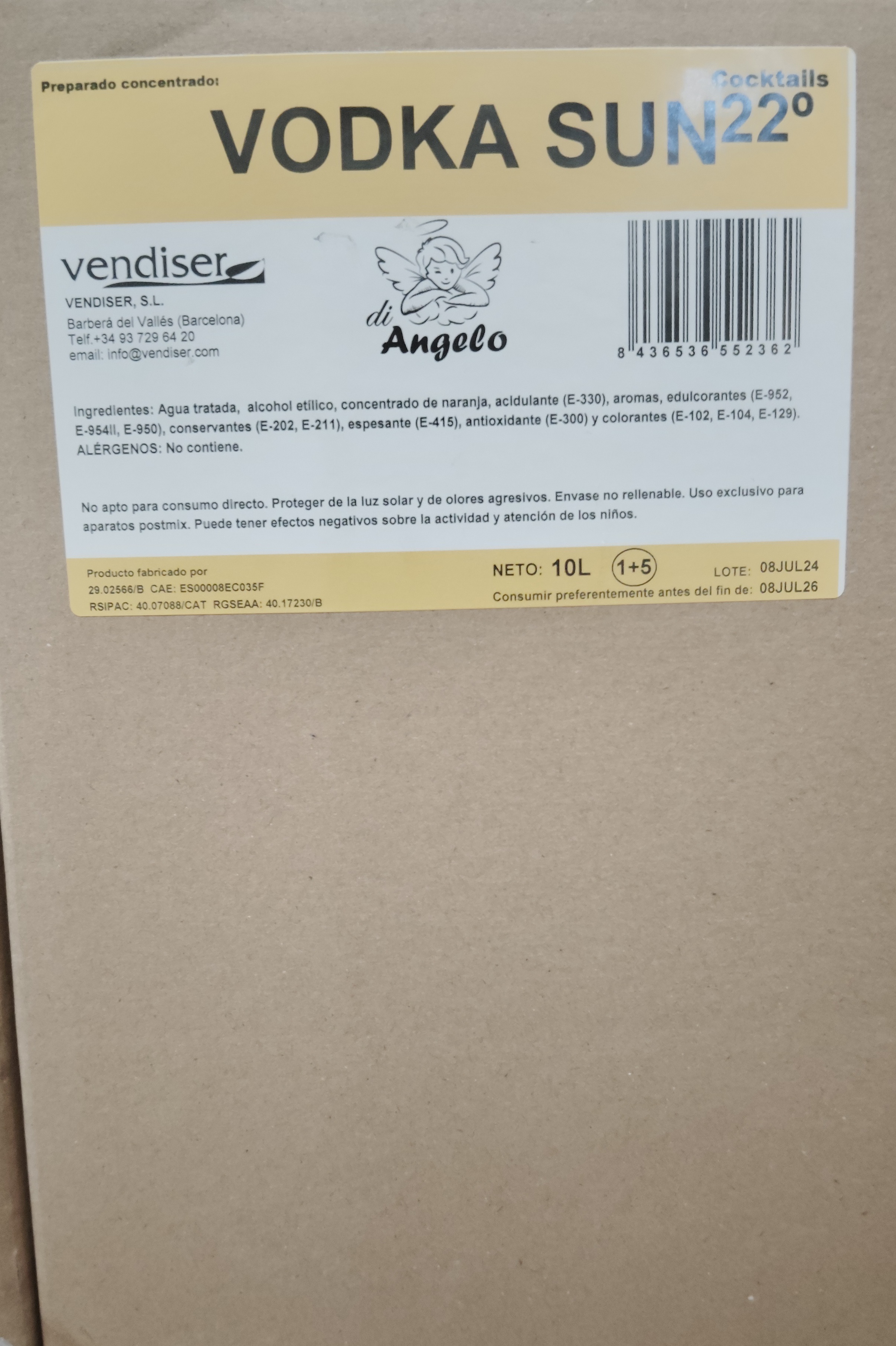 COCKTAIL DI ANGELO VODKA SUN 22° BIB 10L