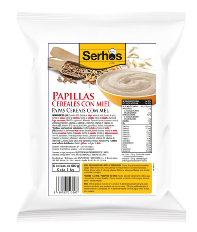 PAPILLA CERALES CON MIEL ZERO AZUCAR (6 X 500 GR)