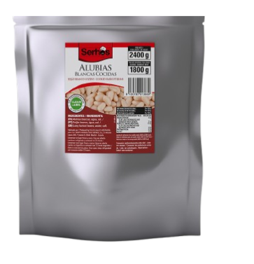 JUDIAS BLANCAS COCIDAS BOLSA 3KG P.E.1,8 KG SERHOS