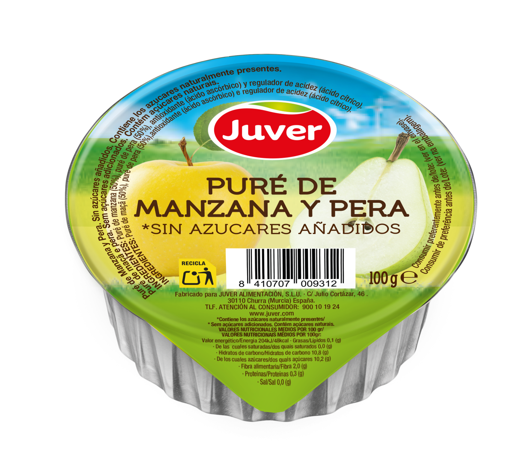 COMPOTA MANZANA-PERA (60U) 100GR JUVER