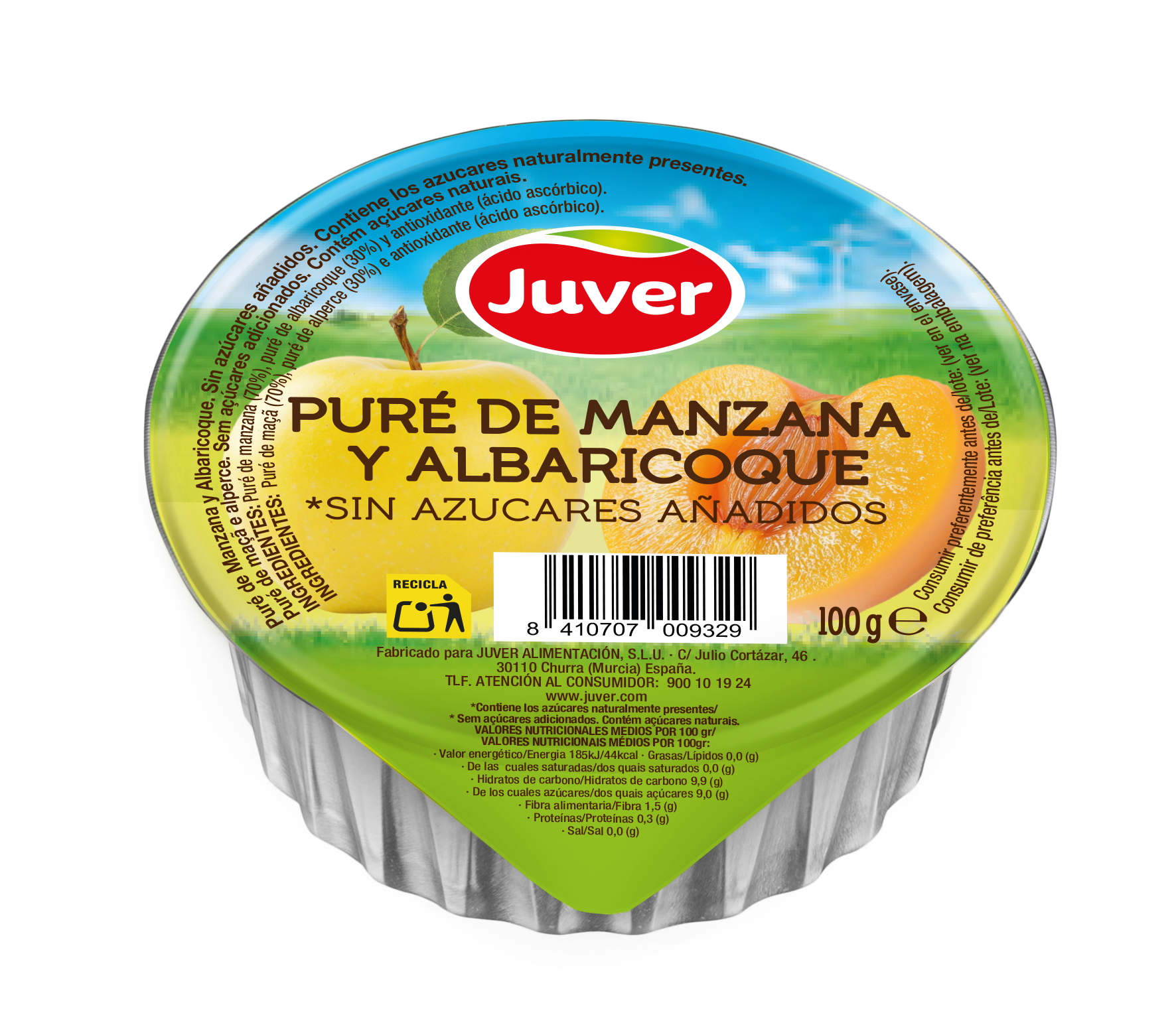 COMPOTA MANZANA-ALBARICOQUE (60U) 100GR JUVER