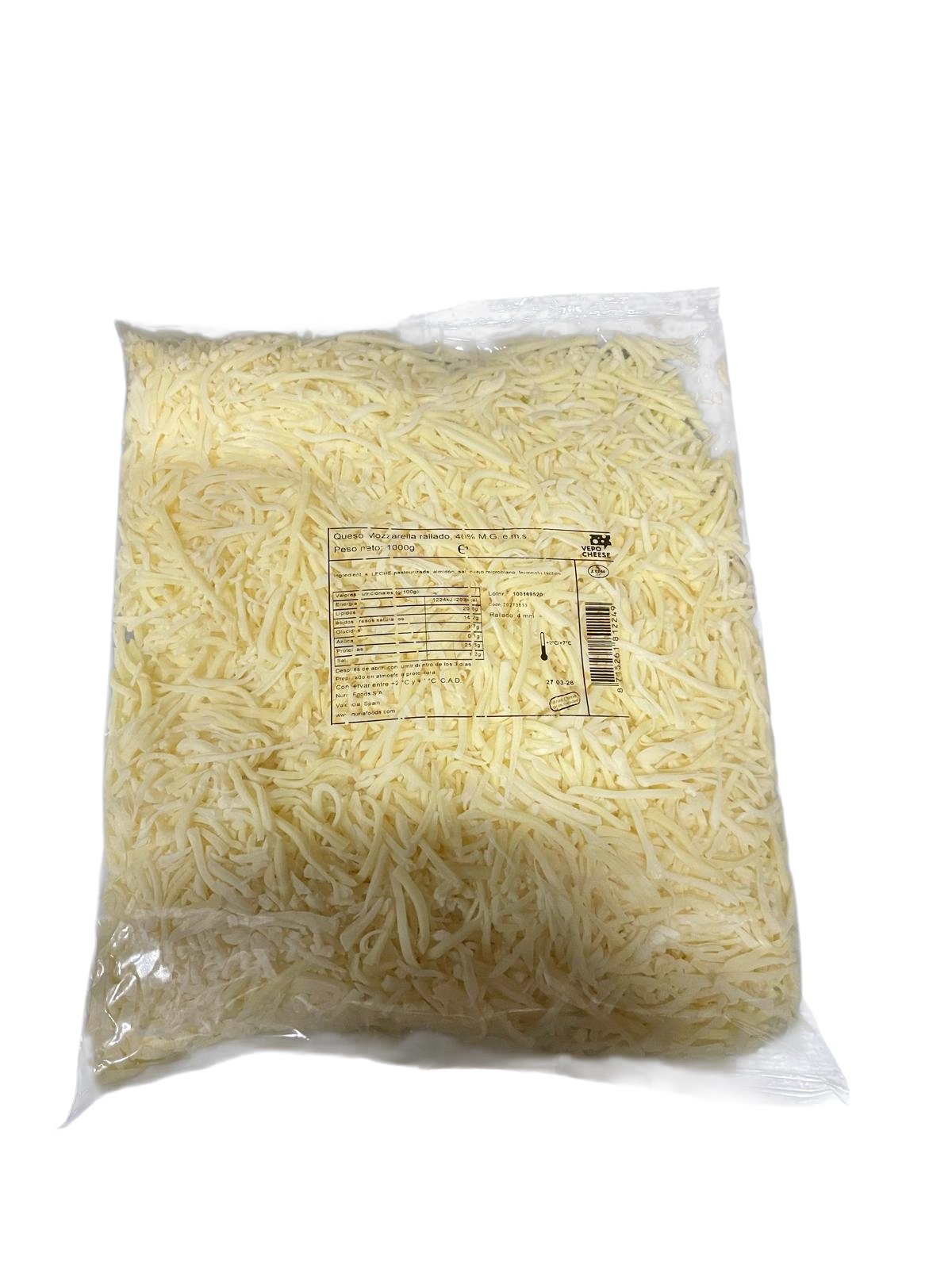 MOZZARELLA RALLADA 4 MM 100% BOLSA 1KG 