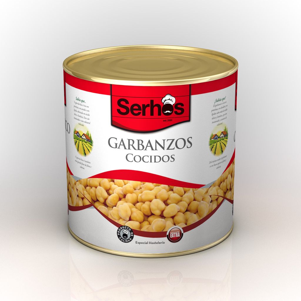 GARBANZOS COCIDOS LATA 3 KG P.E. 1,6 KG SERHOS