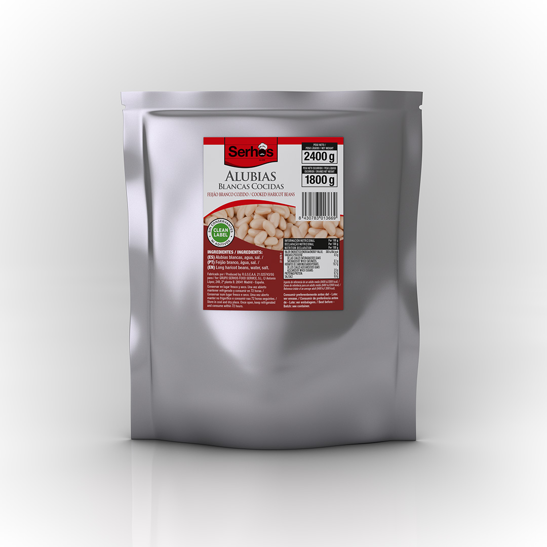 JUDIAS BLANCAS COCIDAS BOLSA 3 KG SERHOS