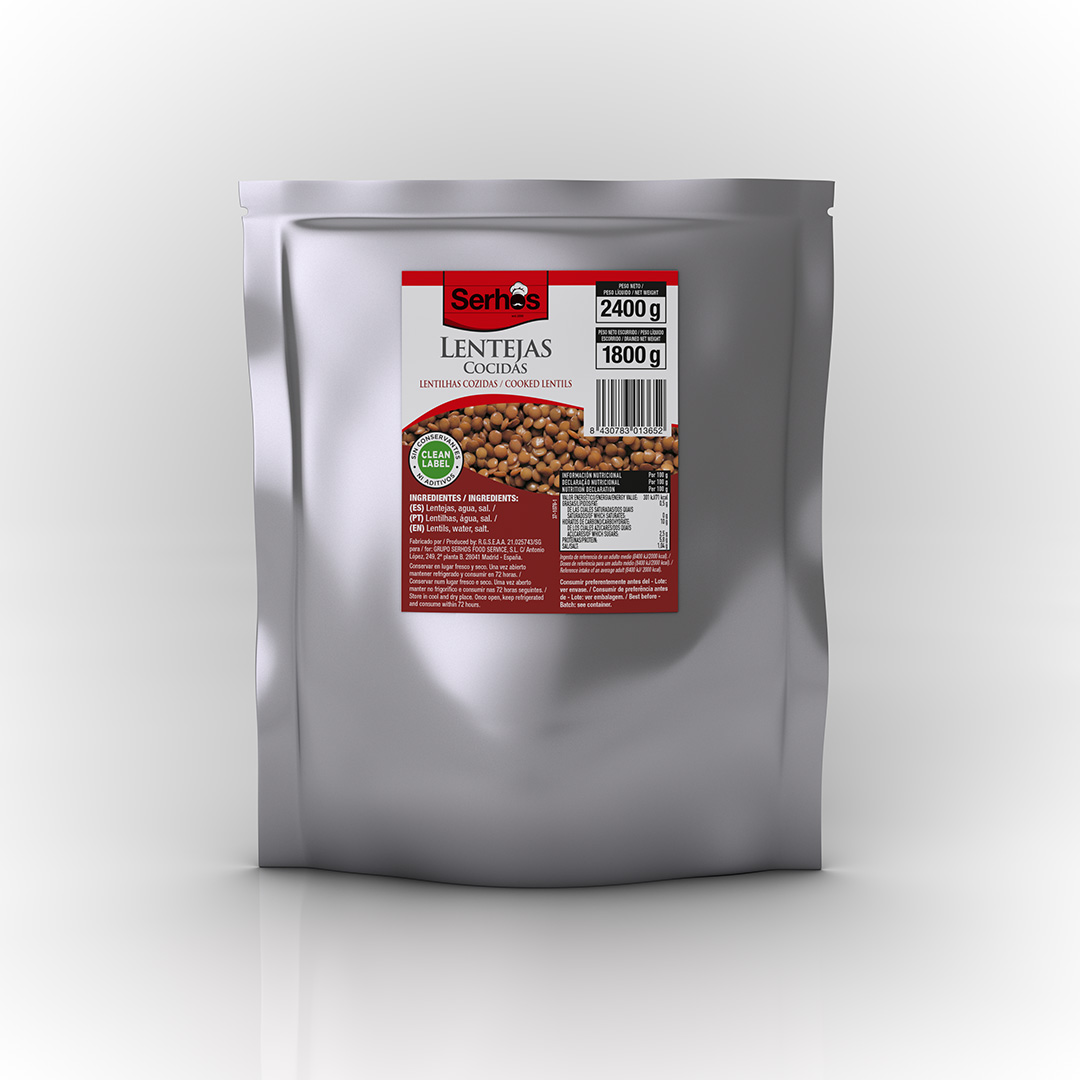 LENTEJAS COCIDAS BOLSA 3 KG P.E. 1,6 KG SERHOS